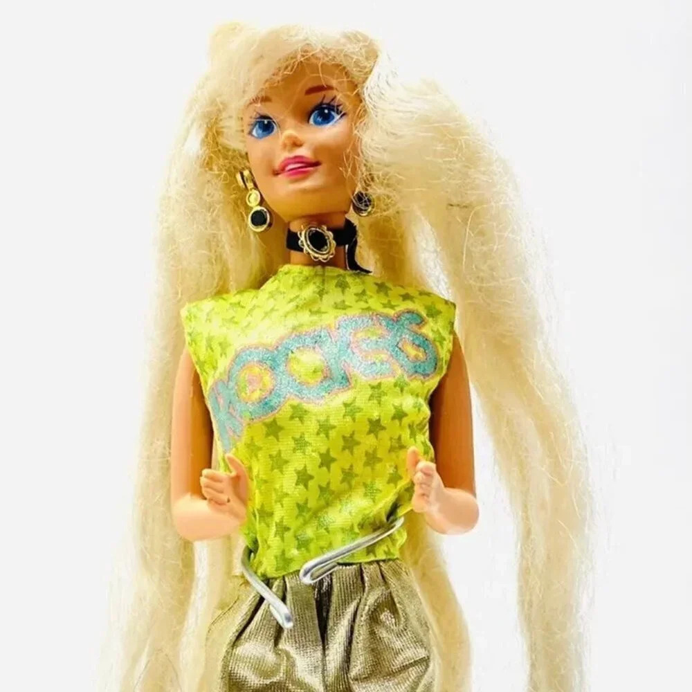 MATTEL BARBIE Doll Long Blonde Hair Blue Eyes One Piece Outfit 12"